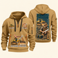 Bulldozer Operator Daily Groundwork Quarter-Zip Hoodie in Khaki, complete front and back views