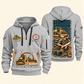 Bulldozer Operator Daily Groundwork Quarter-Zip Hoodie in Light Grey, complete front and back views