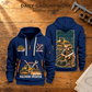 Bulldozer Operator Daily Groundwork Quarter-Zip Hoodie in Navy, complete original front/back pair