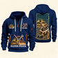 Bulldozer Operator Daily Groundwork Quarter-Zip Hoodie in Navy, complete front and back views