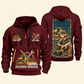Bulldozer Operator Daily Groundwork Quarter-Zip Hoodie in Wine Red, complete front and back views