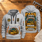 Bulldozer Operator Every Pass Counts Quarter Zip Hoodie in Light Grey, authentic front and back views with tracked bulldozer, shovel and pickaxe artwork and illustrative Your name and since 2005 sample text.