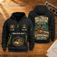 Bulldozer Operator Experience Keeps Working Quarter-Zip Hoodie in Black on a warm earthwork bench, complete front and back views, cream Experience Keeps Working heading.