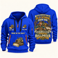 Bulldozer Operator Old School Know-How quarter-zip hoodie in Blue, front and back, fixed sample name and year artwork