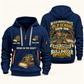 Bulldozer Operator Old School Know-How quarter-zip hoodie in Navy, front and back, fixed sample name and year artwork