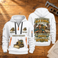 Bulldozer Operator Old School Know-How quarter-zip hoodie in White, front and back, fixed sample name and year artwork