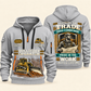 Bulldozer Operator Pride in the Trade quarter-zip hoodie in Light Grey, front and back, tracked bulldozer and blade, grade-plan shield, Your name and since 2005 sample artwork.