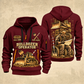 Bulldozer Operator Copper Craft Quarter-Zip Hoodie in Wine Red, front and back views with a tracked broad-blade bulldozer, shovel and grade rod, and an operator reviewing a site plan; Your name and since 2005 are illustrative sample text