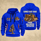 Bulldozer Operator Earned Every Grade Quarter-Zip Hoodie in Blue, front and back views, with work boots, tracked bulldozer and maintenance-tool artwork