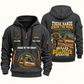 Bulldozer Operator Hands That Power Quarter-Zip Hoodie in Gray, front and back views with bulldozer operator artwork and sample name and year lettering