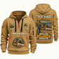 Bulldozer Operator Hands That Power Quarter-Zip Hoodie in Khaki, front and back views with bulldozer operator artwork and sample name and year lettering