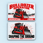 Front and reverse views of one Bulldozer Operator Signature Modern aluminum wallet card, with red and graphite tracked bulldozer artwork and Shaping the Ground on the reverse.