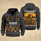Bulldozer Operator Lifelong Trade Quarter-Zip Hoodie in Gray, front and back views, with tracked bulldozer, tool tote, crossed wrench and grease-gun artwork