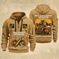 Bulldozer Operator Lifelong Trade Quarter-Zip Hoodie in Khaki, front and back views, with tracked bulldozer, tool tote, crossed wrench and grease-gun artwork