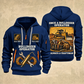 Bulldozer Operator Lifelong Trade Quarter-Zip Hoodie in Navy, front and back views, with tracked bulldozer, tool tote, crossed wrench and grease-gun artwork