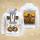 Bulldozer Operator Lifelong Trade Quarter-Zip Hoodie in White, front and back views, with tracked bulldozer, tool tote, crossed wrench and grease-gun artwork