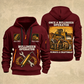 Bulldozer Operator Lifelong Trade Quarter-Zip Hoodie in Wine Red, front and back views, with tracked bulldozer, tool tote, crossed wrench and grease-gun artwork