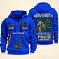 Crane Operator Built For The Everyday Quarter-Zip Hoodie in Blue, full authentic front and back views with matching crane operator tools and equipment artwork, original sample name/year and Built For The Everyday planning theme.