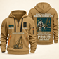 Crane Operator Built For The Everyday Quarter-Zip Hoodie in Khaki, full authentic front and back views with matching crane operator tools and equipment artwork, original sample name/year and Built For The Everyday planning theme.