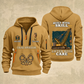 Crane Operator Built With Skill Quarter-Zip Hoodie in Khaki, full authentic front and back views with matching crane operator tools and equipment artwork, original sample name/year and Built With Skill slogan.