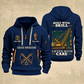 Crane Operator Built With Skill Quarter-Zip Hoodie in Navy, full authentic front and back views with matching crane operator tools and equipment artwork, original sample name/year and Built With Skill slogan.