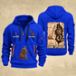 Crane Operator Blueprint Quarter-Zip Hoodie in Blue, authentic overlapping front and back views with crane operator artwork and source sample name/year lettering.