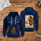 Crane Operator Blueprint Quarter-Zip Hoodie in Navy, full front and back views on a crane operator workbench.