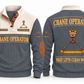 Crane Operator Clean Craft Sports Sweatshirt in Grey, front and source-visible back with occupation artwork, cream collar and sample YOUR NAME and SINCE 2000 text