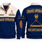 Crane Operator Clean Craft Sports Sweatshirt in Navy, front and source-visible back with occupation artwork, cream collar and sample YOUR NAME and SINCE 2000 text