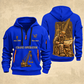 Crane Operator Copper Craft Quarter-Zip Hoodie in Blue, full authentic front and back views with matching crane operator tools and equipment artwork, original sample name/year and Copper Craft planning theme.