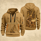 Crane Operator Copper Craft Quarter-Zip Hoodie in Khaki, full authentic front and back views with matching crane operator tools and equipment artwork, original sample name/year and Copper Craft planning theme.