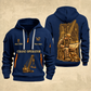 Crane Operator Copper Craft Quarter-Zip Hoodie in Navy, full authentic front and back views with matching crane operator tools and equipment artwork, original sample name/year and Copper Craft planning theme.