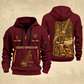 Crane Operator Copper Craft Quarter-Zip Hoodie in Wine Red, full authentic front and back views with matching crane operator tools and equipment artwork, original sample name/year and Copper Craft planning theme.