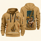 Crane Operator Daily Groundwork Quarter-Zip Hoodie in Khaki, complete front and back views