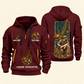 Crane Operator Daily Groundwork Quarter-Zip Hoodie in Wine Red, complete front and back views