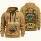 Crane Operator Every Lift Counts Quarter-Zip Hoodie in Khaki, authentic overlapping front and back views with crane operator artwork and source sample name/year lettering.