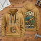Crane Operator Experience Keeps Working Quarter-Zip Hoodie in Khaki, full front and back views on a crane operator workbench.