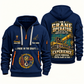 Crane Operator Experience Keeps Working Quarter-Zip Hoodie in Navy, authentic overlapping front and back views with crane operator artwork and source sample name/year lettering.