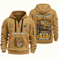 Crane Operator Hands That Power Quarter-Zip Hoodie in Khaki, authentic overlapping front and back views with crane operator artwork and source sample name/year lettering.