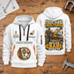 Crane Operator Hands That Power Quarter-Zip Hoodie in White, full front and back views on a crane operator workbench.