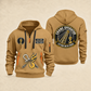 Crane Operator Lifting with Pride quarter-zip hoodie in Khaki, front and back views with crane boom, hook and rigging artwork on a beige background; name and year are illustrative samples.