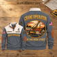Crane Operator Main Street Lift Sports Sweatshirt in Grey, source-faithful front and back views on a warm wooden workbench, with MAIN STREET LIFT headline.