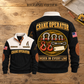 Crane Operator Rigging Order Sports Sweatshirt in Black, source-faithful front and back views on a warm wooden workbench, with RIGGING ORDER headline.