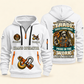Crane Operator Pride in the Trade Quarter-Zip Hoodie in White, authentic overlapping front and back views with crane operator artwork and source sample name/year lettering.