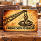 Reverse of the Crane Operator Sepia Legacy aluminum wallet card, with a sepia lattice boom, hoist block and hook, coiled wire rope and shackle above the words RAISING EVERY POSSIBILITY.