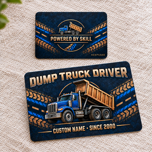 Dump Truck Driver Aluminum Wallet Card - Craft Camo – product view with CUSTOM NAME and SINCE 2000