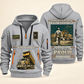Dump Truck Driver Built For The Everyday Quarter-Zip Hoodie in Light Grey, full authentic front and back views with matching dump truck driver tools and equipment artwork, original sample name/year and Built For The Everyday planning theme.