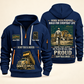 Dump Truck Driver Built For The Everyday Quarter-Zip Hoodie in Navy, full authentic front and back views with matching dump truck driver tools and equipment artwork, original sample name/year and Built For The Everyday planning theme.