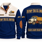 Dump Truck Driver Clean Craft Sports Sweatshirt in Navy, front and source-visible back with occupation artwork, cream collar and sample YOUR NAME and SINCE 2000 text
