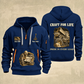 Dump Truck Driver Craft For Life Quarter-Zip Hoodie in Navy, full authentic front and back views with matching dump truck driver tools and equipment artwork, original sample name/year and Craft For Life slogan.